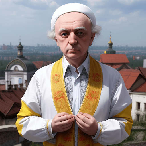 AI generated: the photo should show the Ukrainian writer Ivan Franko, who is dressed in a Ukrainian vyshyvanka. Fr...