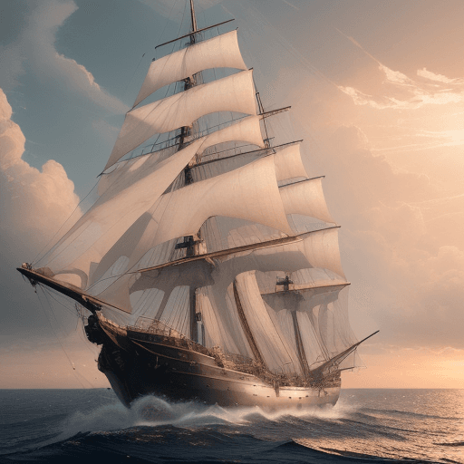 AI generated: Photo of a ultra realistic sailing ship, dramatic light, pale sunrise, cinematic lighting, battered,...