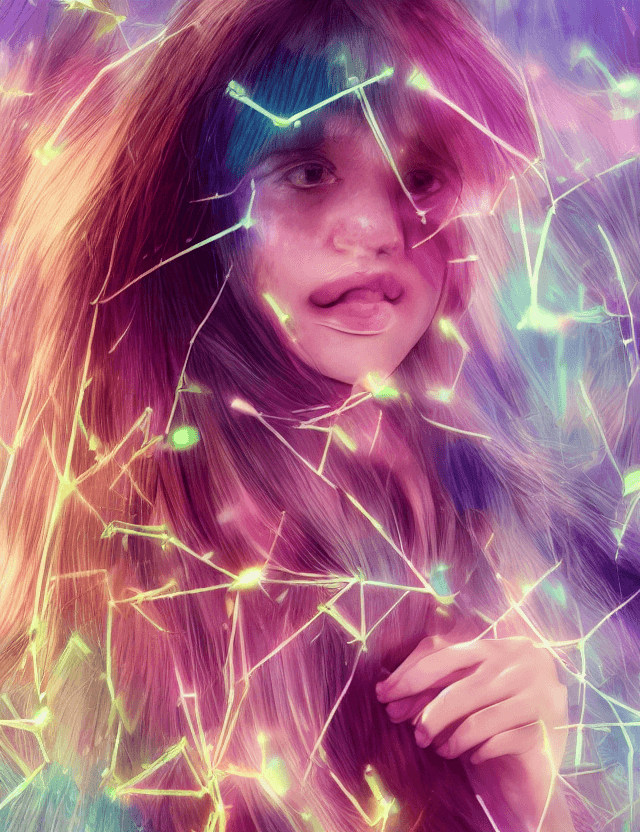 AI generated: ((illustration)), ((floating hair)), ((chromatic aberration)), ((caustic)), lens flare, dynamic angl...