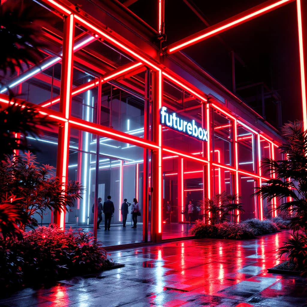 AI generated: futurebox company office, including the name of company "futurebox"cinematic, snap shooting, exterio...