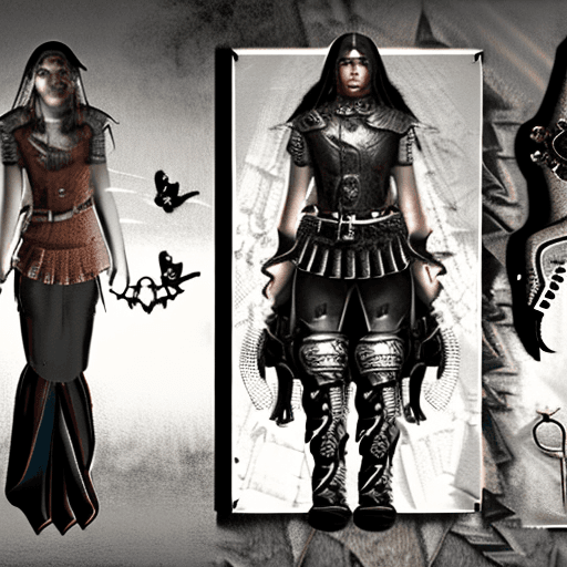 AI generated: Grunge style, stylish female, (a formidable heroine:1.3) , (gothic fantasy:1.25) , (warrior biker:1....