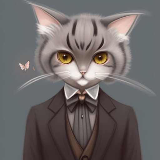 AI generated: moth and cat hybrid, anthropomorphic 