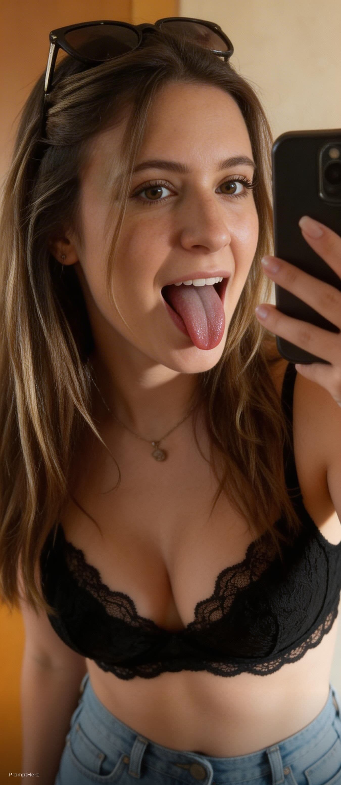 AI generated: Ultra-realistic close-up selfie of the reference female from the uploaded reference image. The face ...