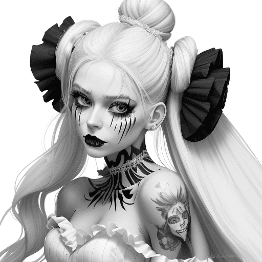 AI generated: Create a vibrant airbrushed wet oil painting of a beautiful long blonde and white hair with long las...