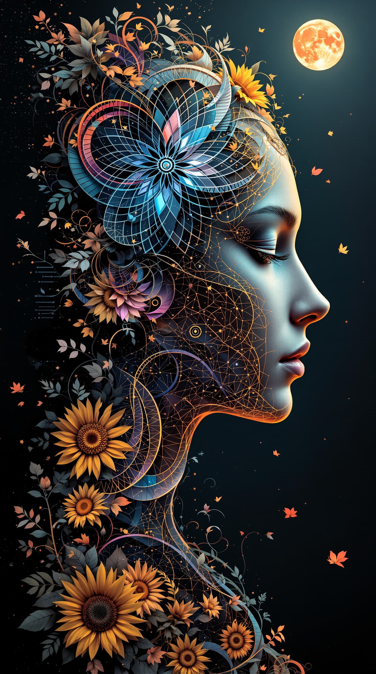AI generated: 3D digital data mapped coded matrix blueprint, steampunk sculpture of Digital matrix art, glitched, ...