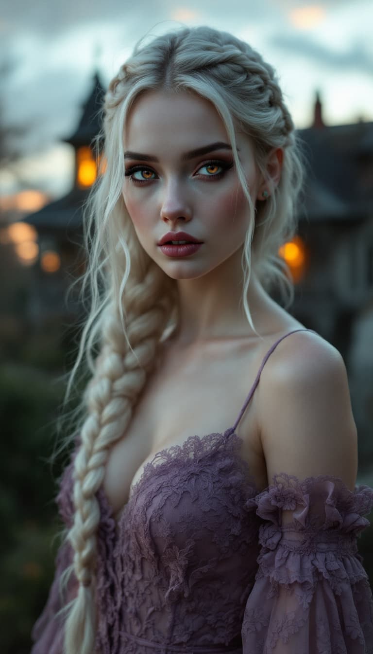 AI generated: a professional photo of a exceptionally of the most beautiful Russian angelic vampire girl in the wo...