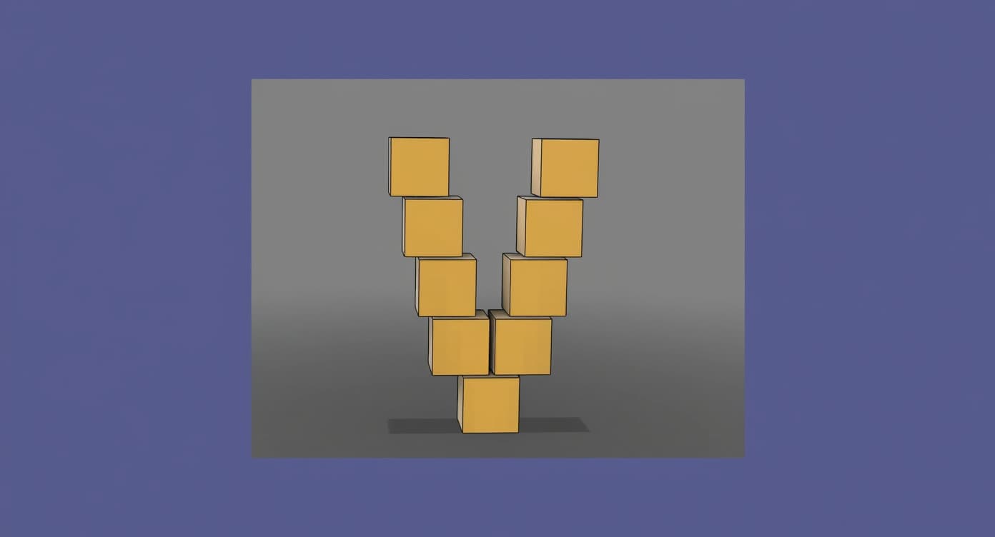 AI generated: Using the attached image logo_V as exact geometric reference, recolor the 3D block letter V as follo...