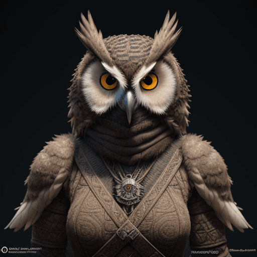 AI generated: Owlfolk warrior with no armor intricate artwork . octane render, trending on artstation,t symmetrica...