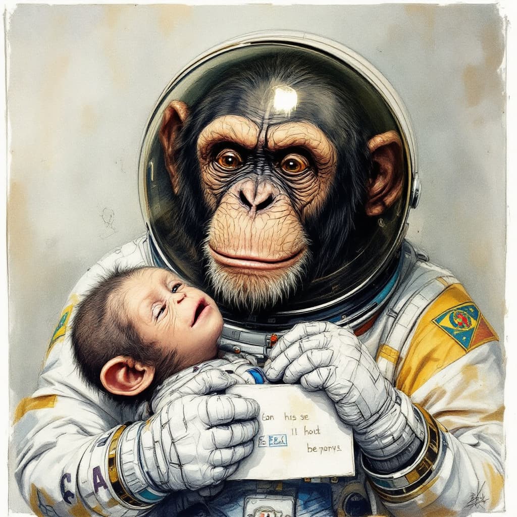 AI generated: chimpanzee astronaut
can I see his hold body