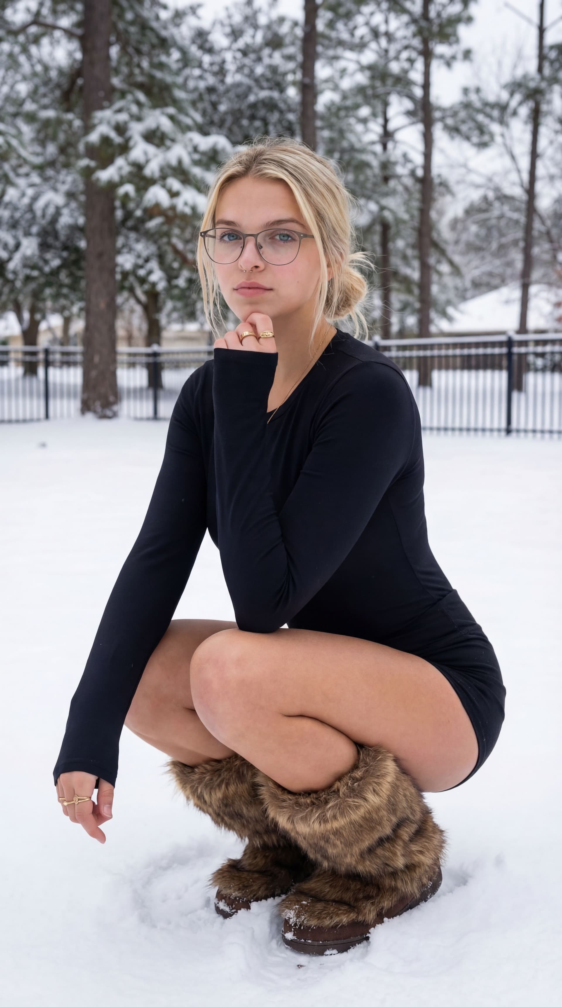AI generated: {
  "subject": {
    "description": "Young adult woman, using MY CUSTOM MODEL FACE as the strict pri...