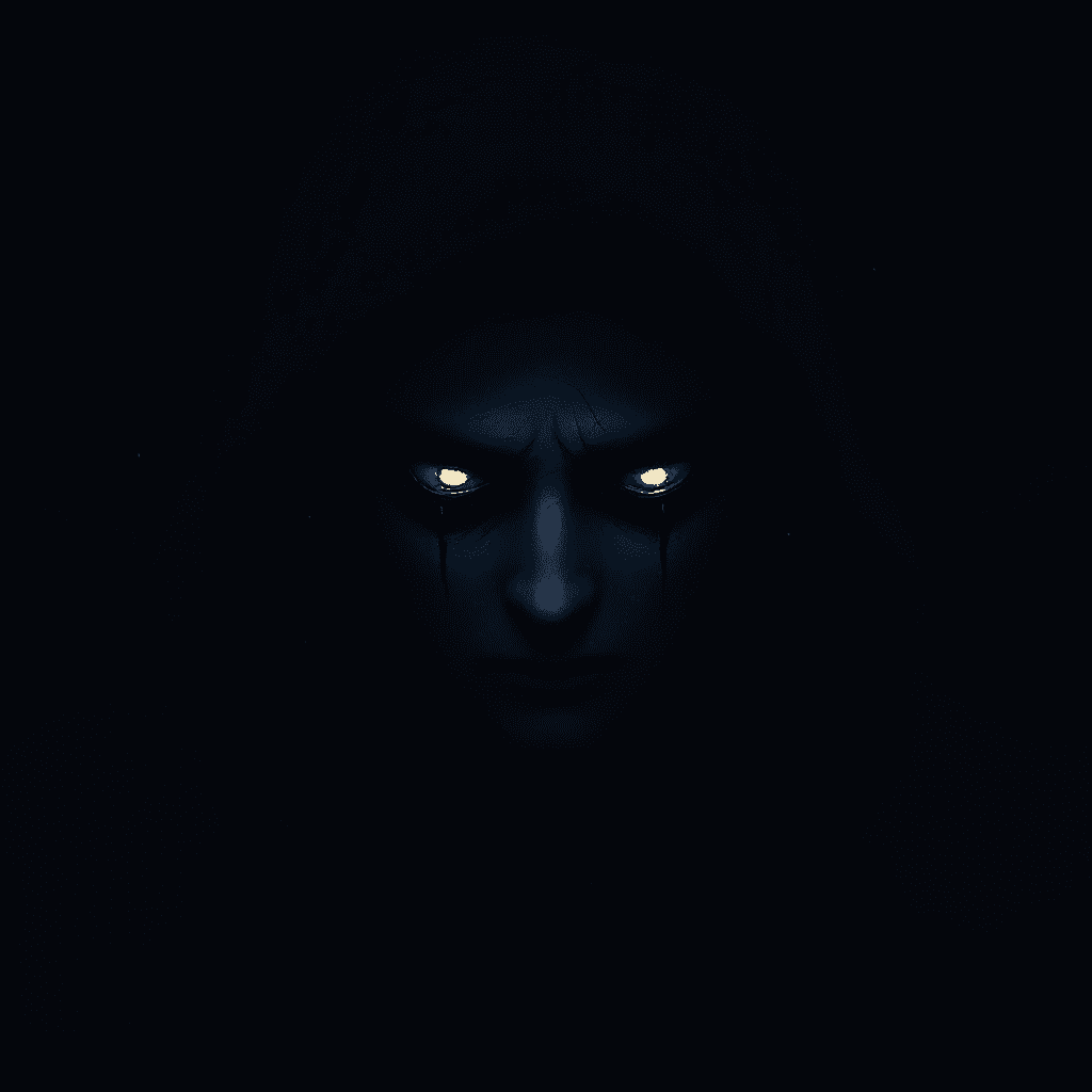 AI generated: Design a striking profile picture for the character "Hollow." Center the image on a shadowy figure w...