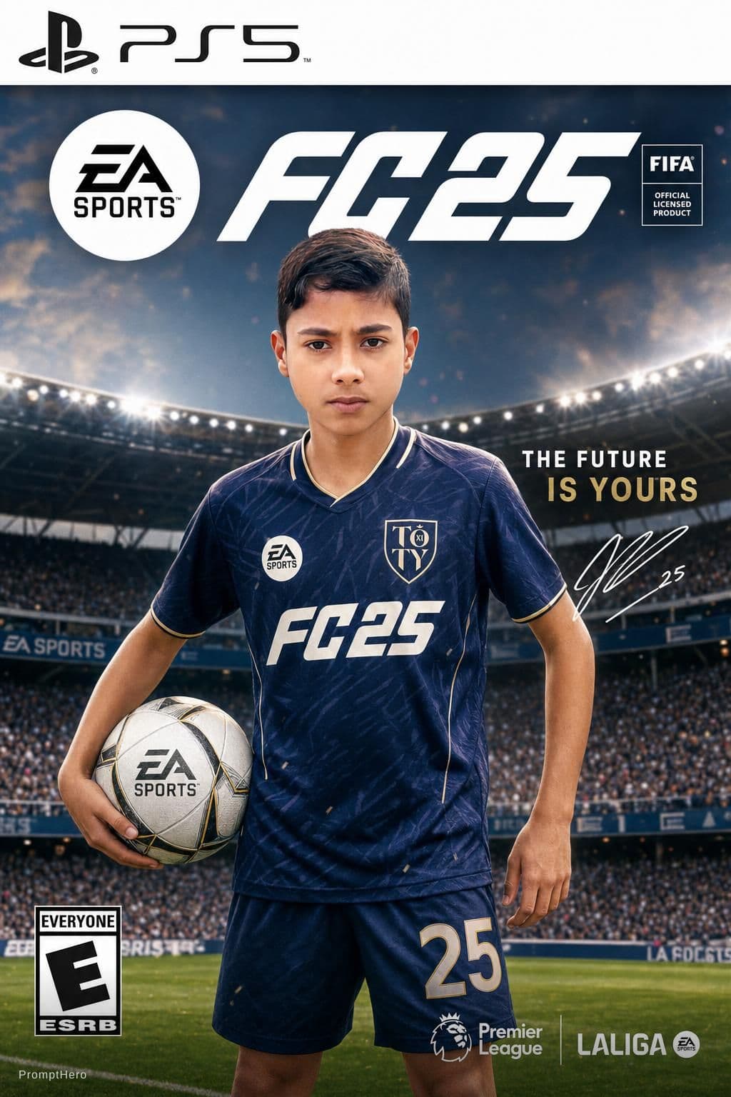 AI generated: Get a stunning, ultra-realistic EA Sports FIFA-style game cover featuring you as the star football p...
