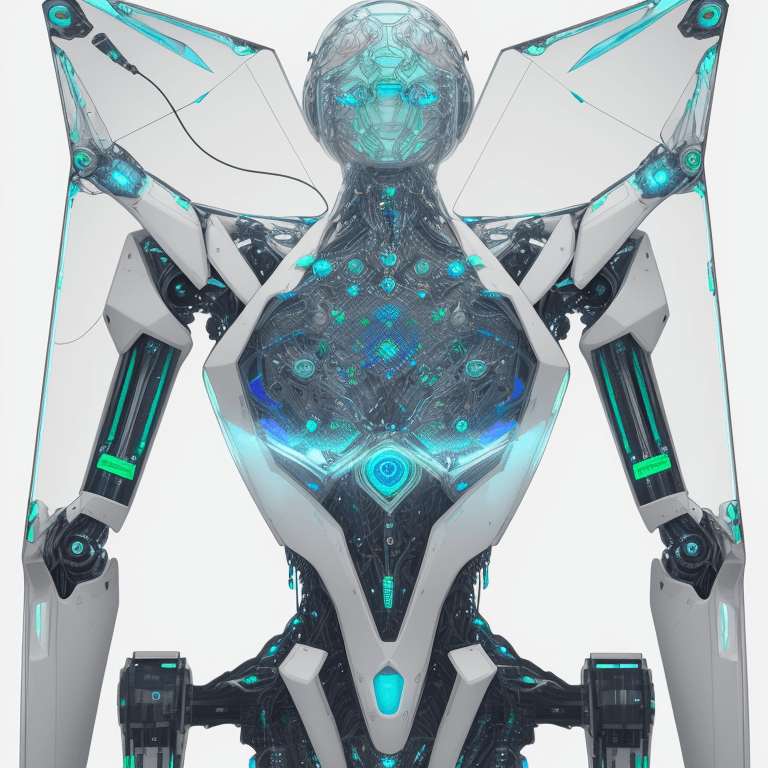 AI generated: An award-winning fully transparent robot with a mesmerizing concept design. The polycarbonate body r...