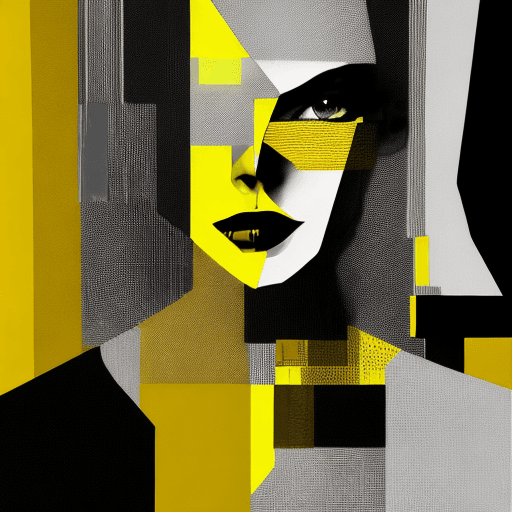 AI generated: Geometric and abstract young woman portrait. Collage. Glitch. Minimalism, Contemporary art. Solid co...