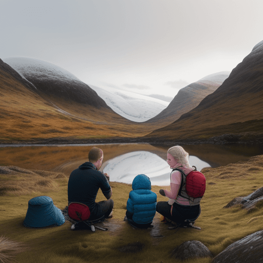 AI generated: A landscape picture of a husband and wife who are both white and around 28 years old with a three ye...