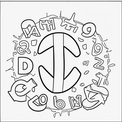 AI generated: coloring page for children, to learn about alphabets, so each letter has a thing or animal associate...