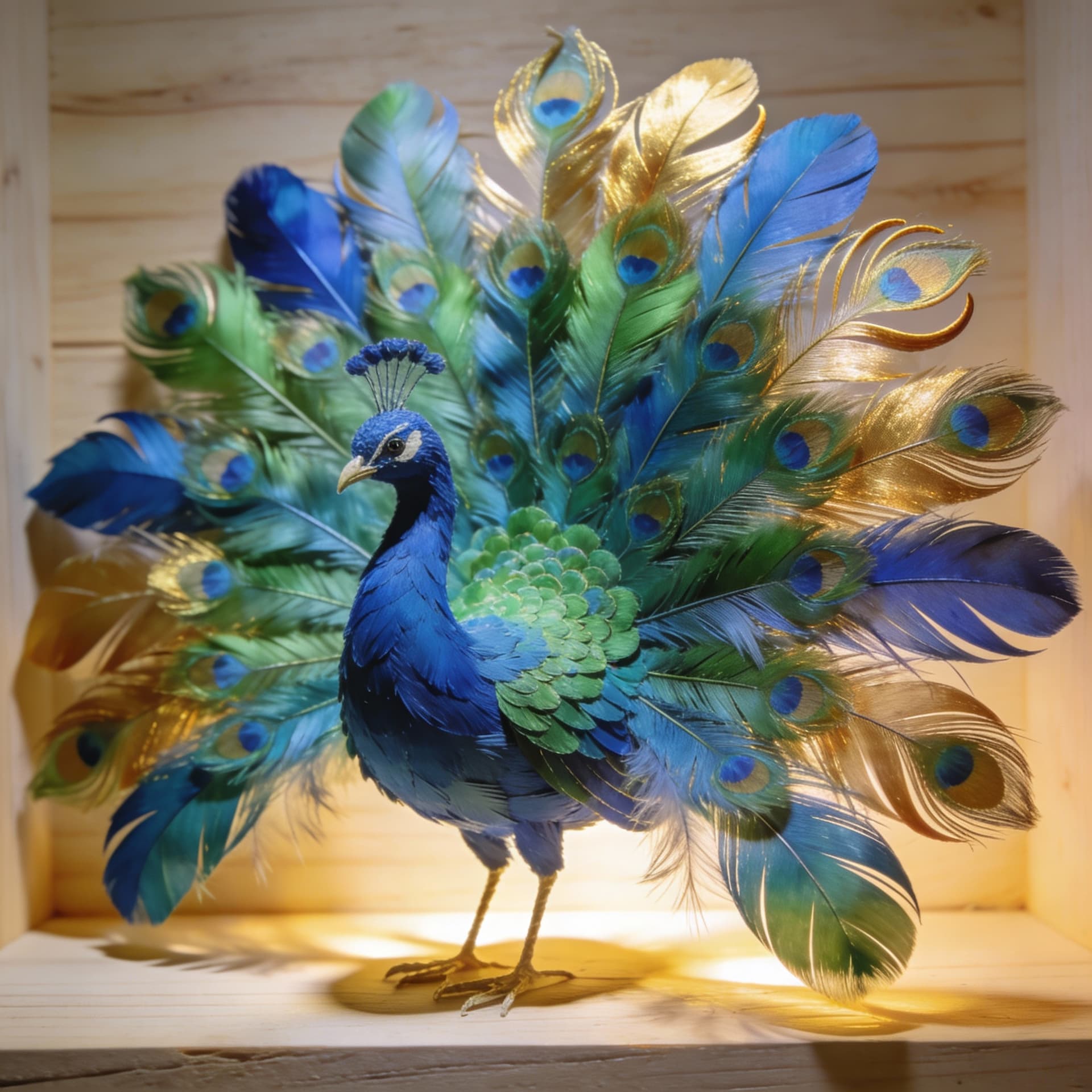 AI generated: Crea la imagen de una obra de arte hecha con plumas
