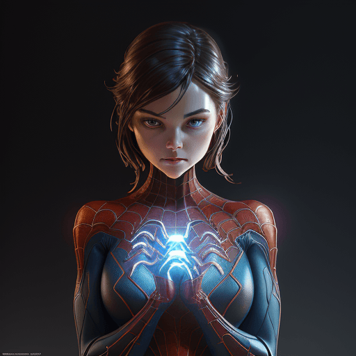 AI generated: figurine character version of Marvel's Spider-girl, glowing lights! ! intricate, elegant, highly det...