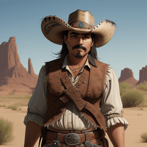 AI generated: a friendly looking mexican gunslinger, wild west style, 8k