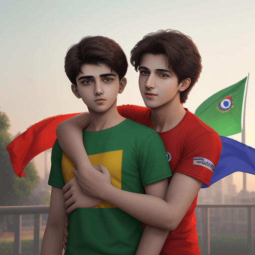 AI generated: A 20 Years old Young Boy Wearing PTI
Colour T-shirt With Name "HARIS is written,
Front of boy Has PT...
