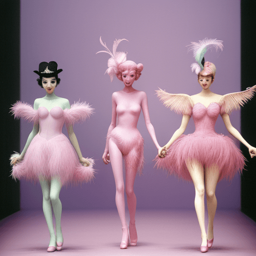 AI generated: paris women's week 1999, in the style of whimsical imaginative creatures, pastel dream, kees van don...
