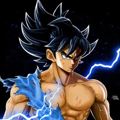 AI generated video: The image should fade in from black at the beginning and have the character blink, with his chest br...