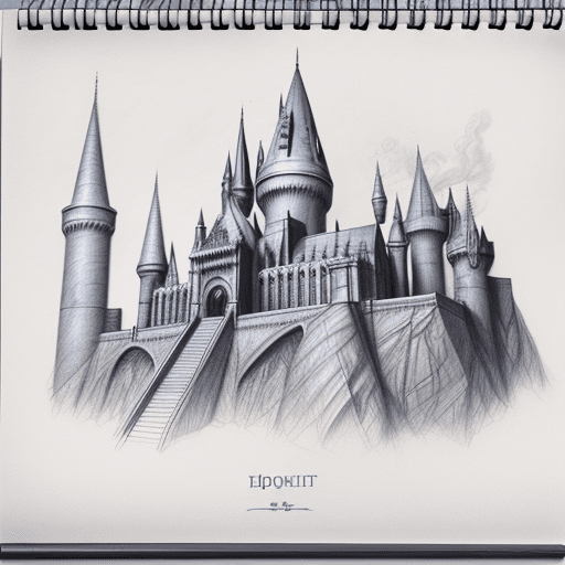 AI generated: Detailed with notes, pencil sketch of hogwartsl, slick design, clean lines, blueprint, perfect, awes...