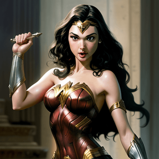 AI generated: gal gadot . Frank Frazetta.
