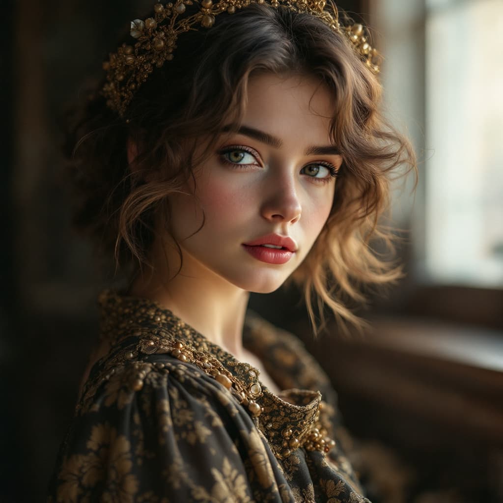 AI generated: худая девочка, подросток, узкие скулы, профиль, фото, платье из капель молока, плещущееся молоко, бл...