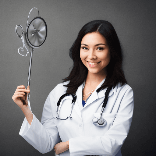 AI generated: the girl is a doctor in a high-quality photo. She stands tall, slightly turned, radiating an aura of...