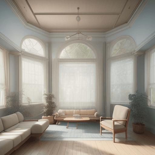 AI generated: High resolution photography interior design, dreamy sunken living room conversation pit, wooden floo...