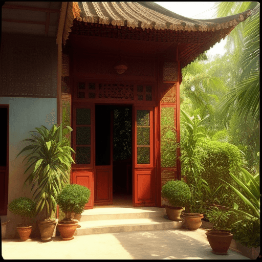 AI generated: indone house of indochine style, soft, filter, noise..