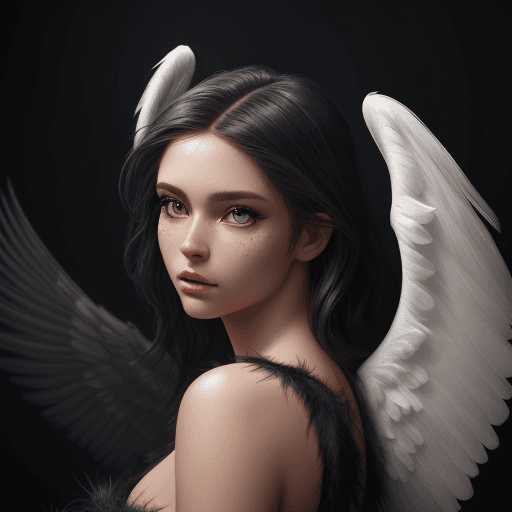 AI generated: Gorgeous Beautiful Angel Woman with outstretched Angel wings, feather texture, Beautiful face, Athle...