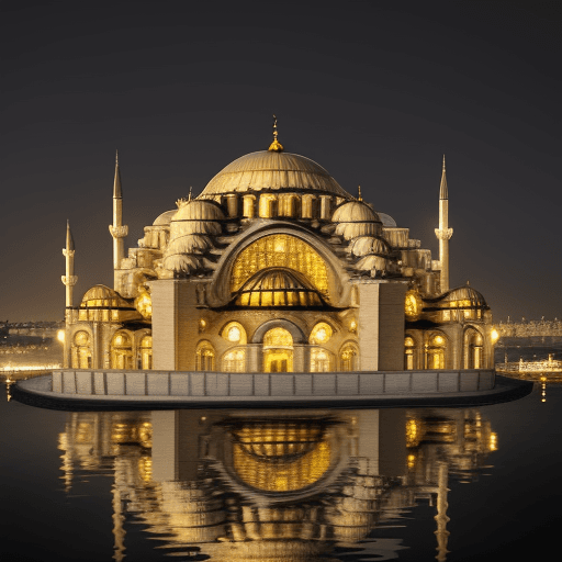 AI generated: polished  with reflective (reflections) features (transparent) and bright yellow and white details, ...