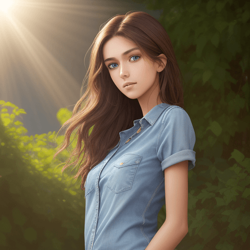 AI generated: Full shot, a skinny 24 years old sexy girl, with brown skin, brown hair, beautiful blue eyes, in cha...