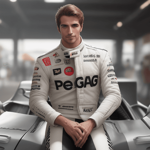 AI generated: Mercado Libre, Mercado Pago, gorgeous man dressed as f1 driver, e-commerce, attractive, (((full body...
