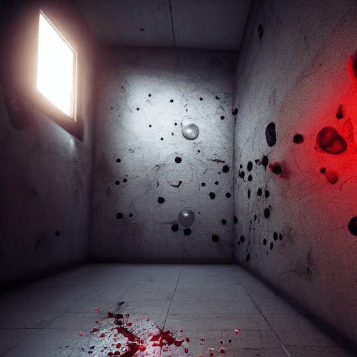 AI generated: wall with Bullet holes,black scratches،blood drops on wall, cinematic lighting, trending on artstati...