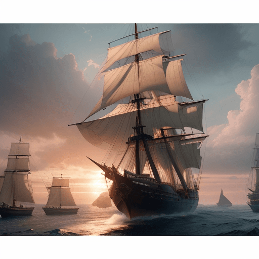 AI generated: Photo of a ultra realistic sailing ship, dramatic light, pale sunrise, cinematic lighting, battered,...