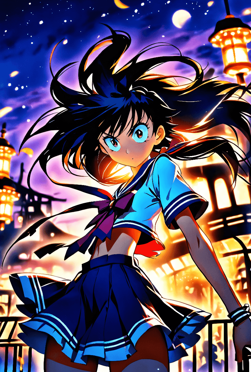 AI generated: anime artwork 1 girl, Stomach-revealing outfit, Lean and slender with a straight, slender figure, Ov...