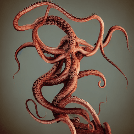 AI generated:  photorealism photograph depicts a woman with iron tentacles sticking out from behind her back 