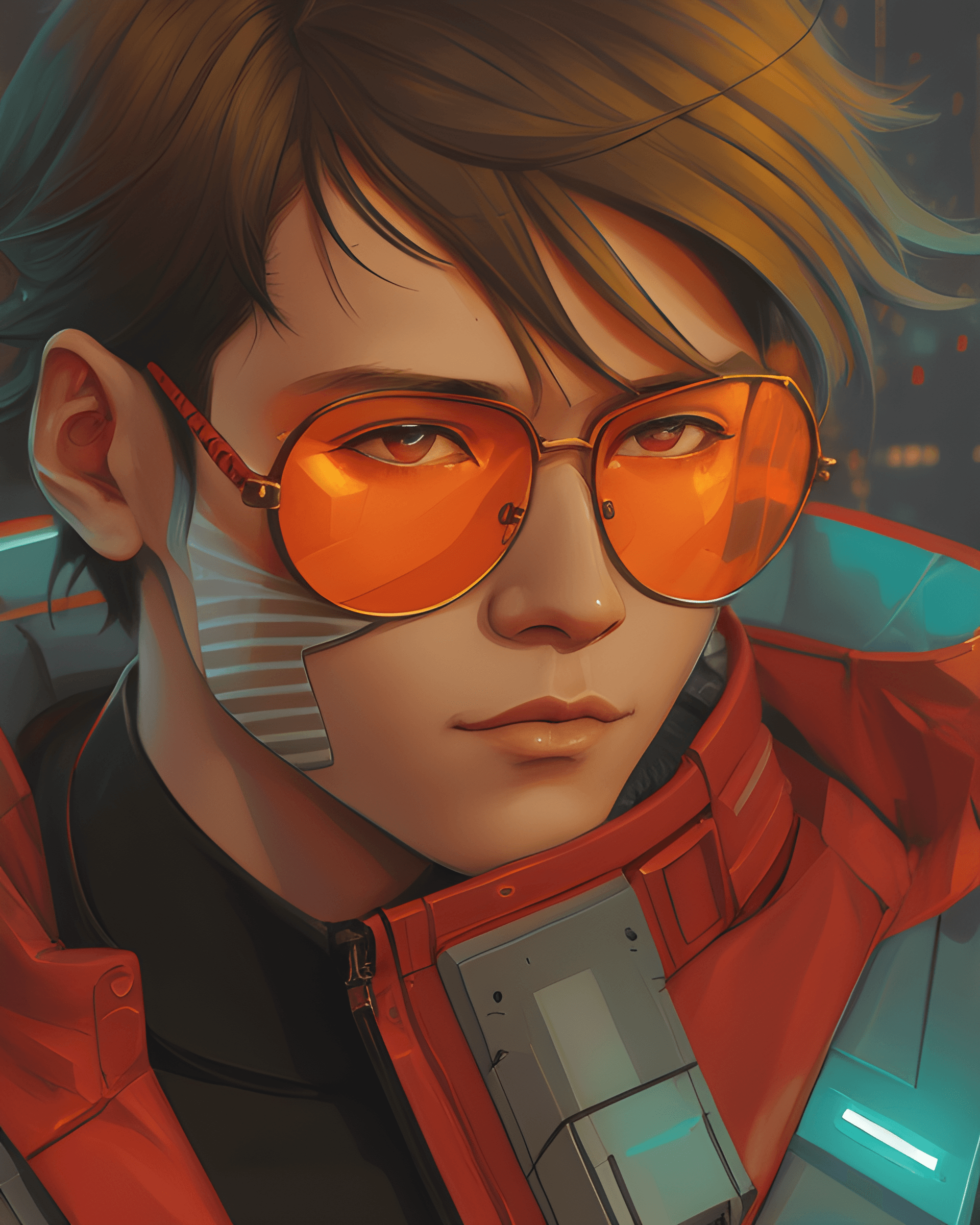 AI generated: a close up of a person wearing glasses, cyberpunk art, trending on Artstation, futurism, char aznabl...
