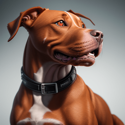 AI generated: Create a photorealistic, hyper-ornate version of my dog Rex. He is half red Pitbull, half hound dog....