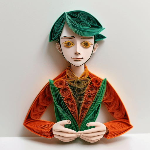 AI generated: paper quilling boy, mom colorful