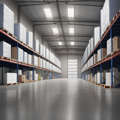 AI generated: Hyper realistic photo of the inside of a warehouse