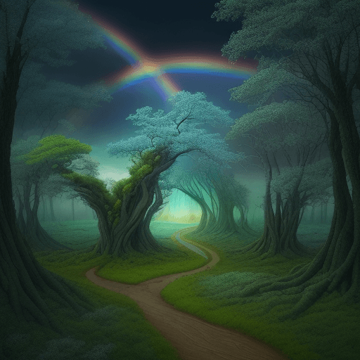 AI generated: "Spirits of the Land": Envision a sweeping landscape where nature spirits come alive. Trees bend and...