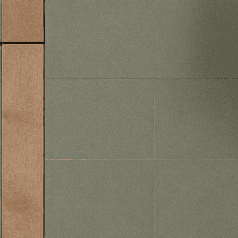 AI generated: Nordic-inspired kitchen floor tile design, a warm green color palette and natural materials to captu...