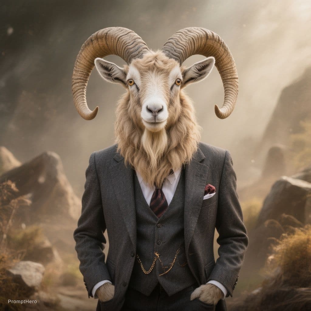 AI generated: a goat wearing a suit