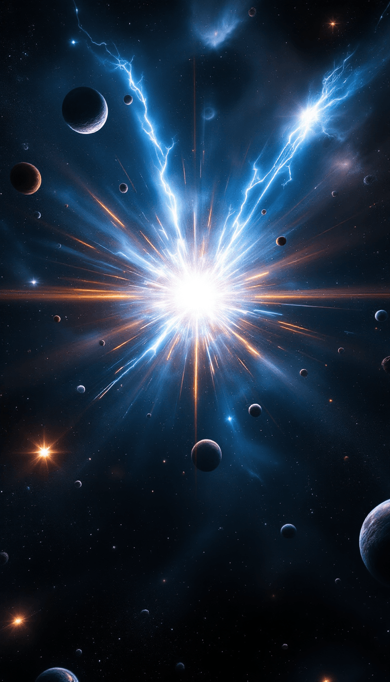 AI generated: A breathtaking outer space scene featuring a massive white-hot star at the center, radiating intense...
