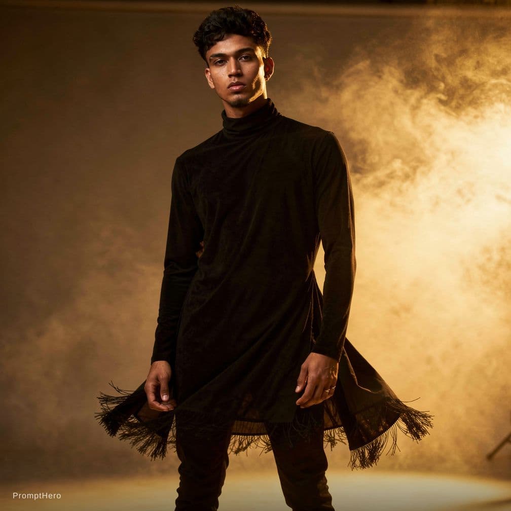 AI generated: fashion editorial photography, front shot, full-body, professional korean male model, shot with hass...