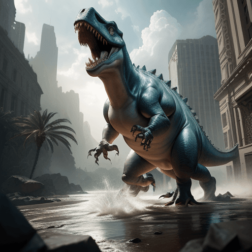 AI generated: masterpiece, concept art, mid shot, dynamic pose, centered, splash art, Arquitecto + dinosaurio, unr...